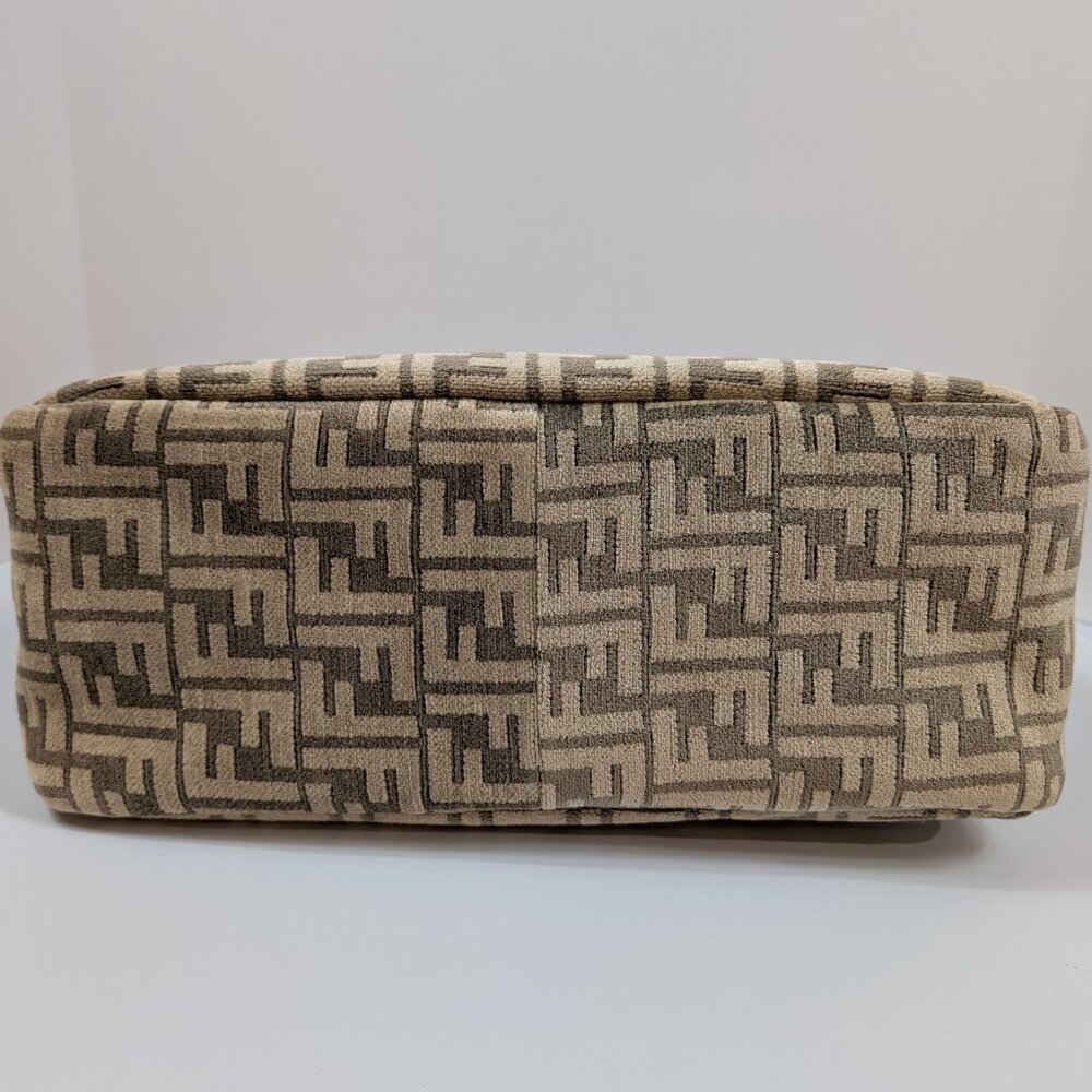 Fendi Brown O’Clock Zip Shoulder Bag Zucca Chenille Bag - Picture 6 of 16